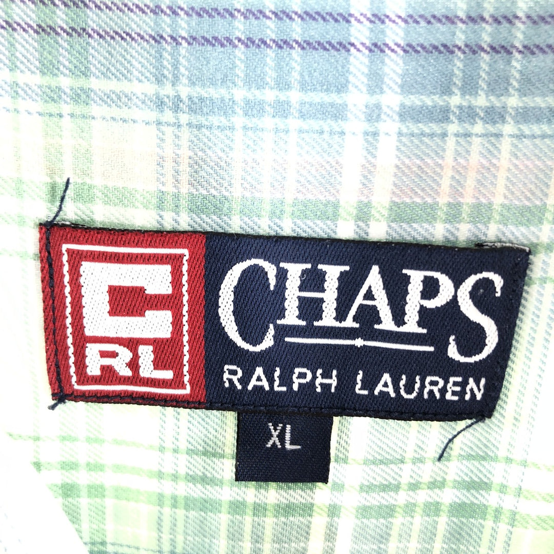 Ralph Lauren CHAPS short sleeve button down check shirt men's XL size unclear Emerald green Vintage Second Hand