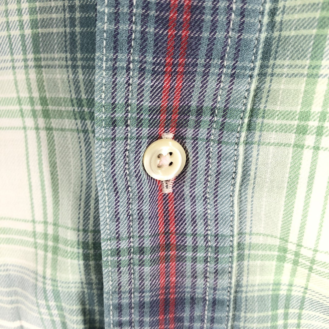 Ralph Lauren CHAPS short sleeve button down check shirt men's XL size unclear Emerald green Vintage Second Hand