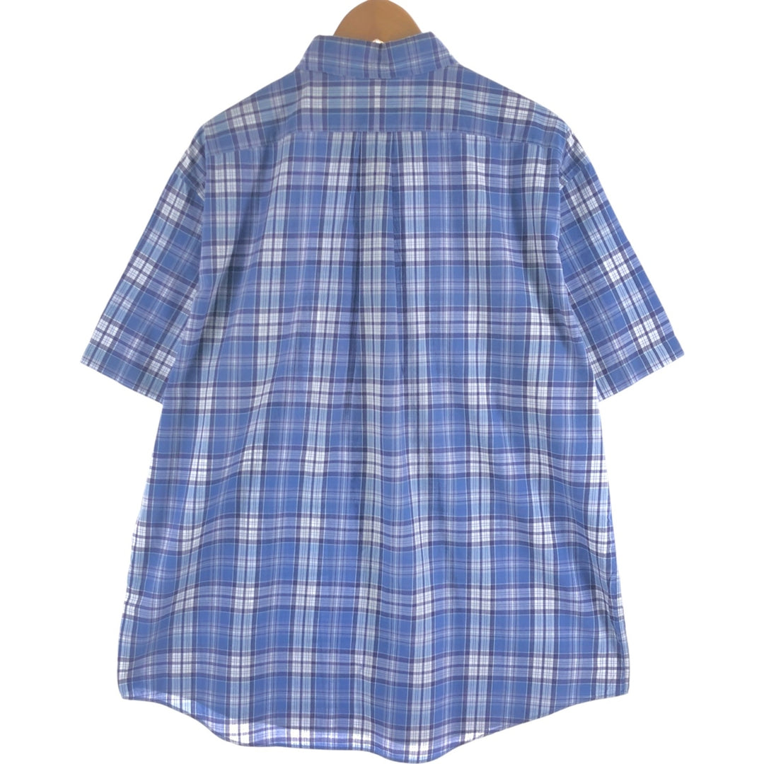 Ralph Lauren CUSTOM FIT short sleeve button down check shirt men's XL size cotton blue type Vintage Second Hand