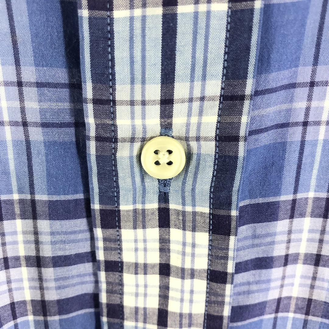 Ralph Lauren CUSTOM FIT short sleeve button down check shirt men's XL size cotton blue type Vintage Second Hand