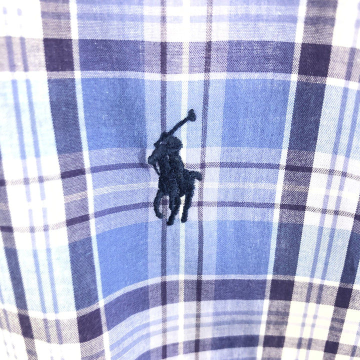 Ralph Lauren CUSTOM FIT short sleeve button down check shirt men's XL size cotton blue type Vintage Second Hand
