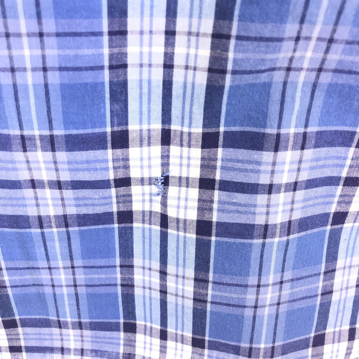 Ralph Lauren CUSTOM FIT short sleeve button down check shirt men's XL size cotton blue type Vintage Second Hand