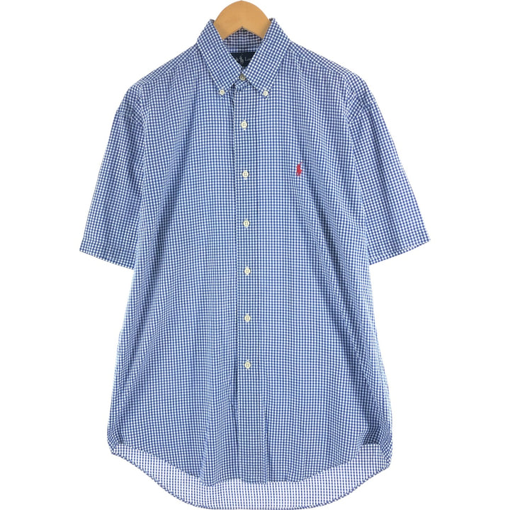 Ralph Lauren BLAKE Gingham Check Short Sleeve Button Down Check Shirt Men's S cotton blue type Vintage Second Hand