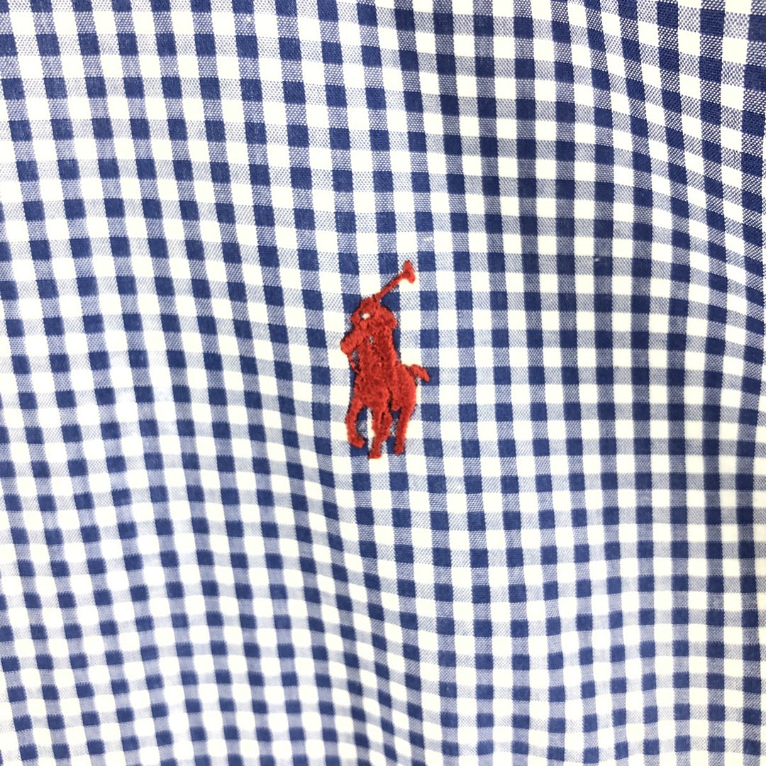 Ralph Lauren BLAKE Gingham Check Short Sleeve Button Down Check Shirt Men's S cotton blue type Vintage Second Hand