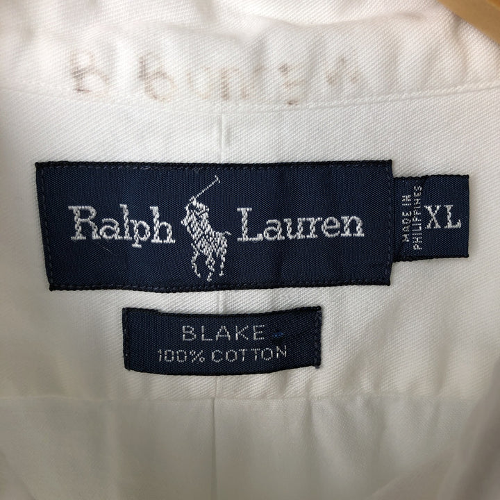 Ralph Lauren BLAKE short sleeve button down shirt, men's XL size cotton white type Vintage Second Hand