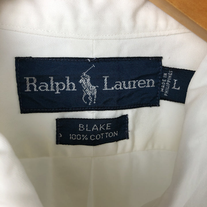 Ralph Lauren BLAKE short sleeve button down shirt, men's size L cotton white type Vintage Second Hand