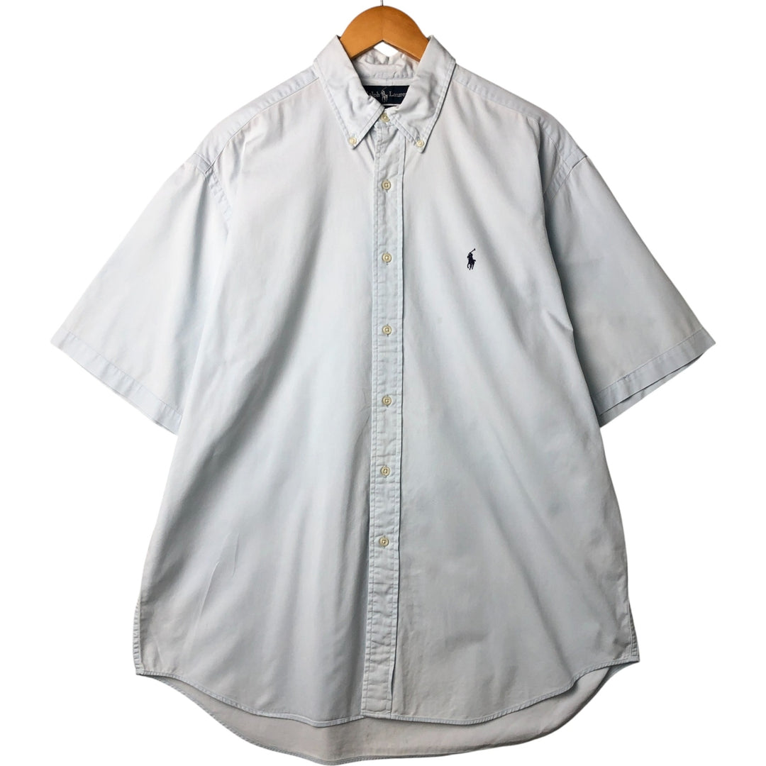 Ralph Lauren BLAKE short sleeve button down shirt, men's size L cotton Blue type light blue Vintage Second Hand