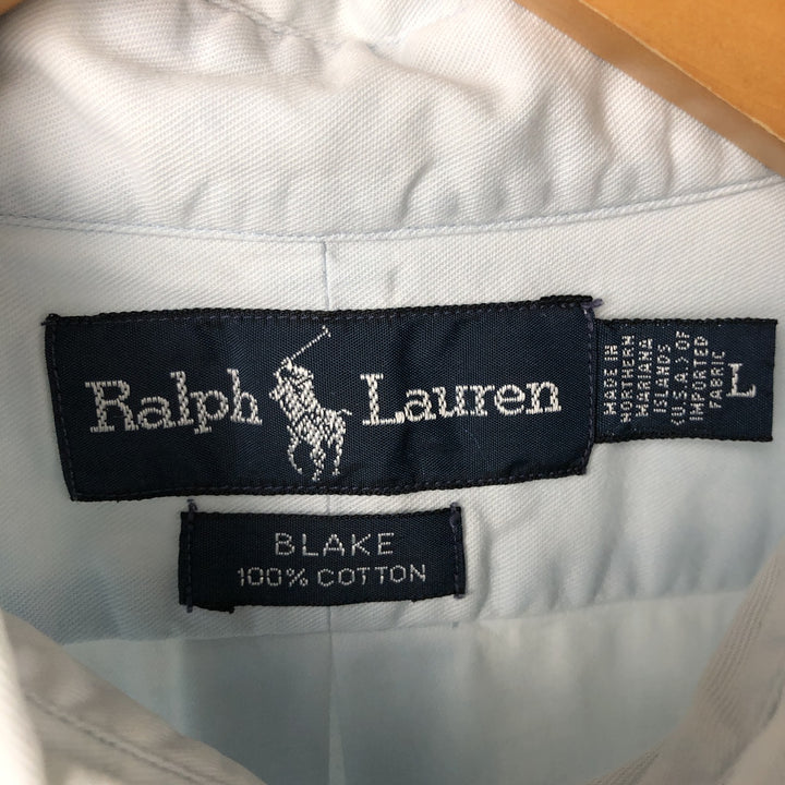 Ralph Lauren BLAKE short sleeve button down shirt, men's size L cotton Blue type light blue Vintage Second Hand