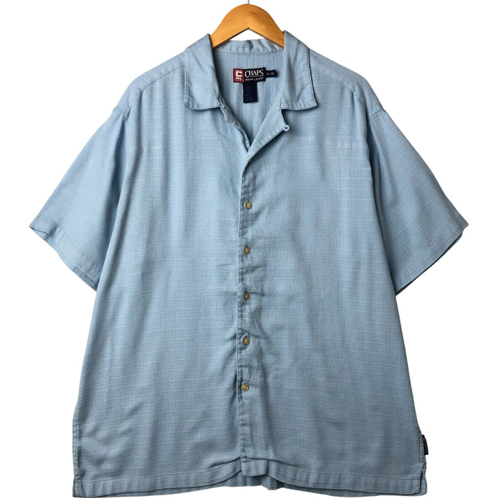 Ralph Lauren CHAPS short sleeve open collar polycotton shirt box shirt men's XL size cotton blue type Vintage Second Hand
