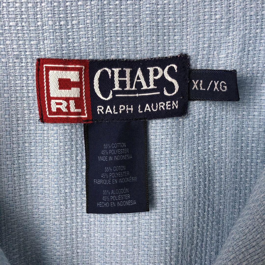 Ralph Lauren CHAPS short sleeve open collar polycotton shirt box shirt men's XL size cotton blue type Vintage Second Hand