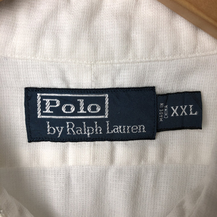 Ralph Lauren POLO by Ralph Lauren short sleeve cotton x linen shirt, men's XXL linen white type Vintage Second Hand