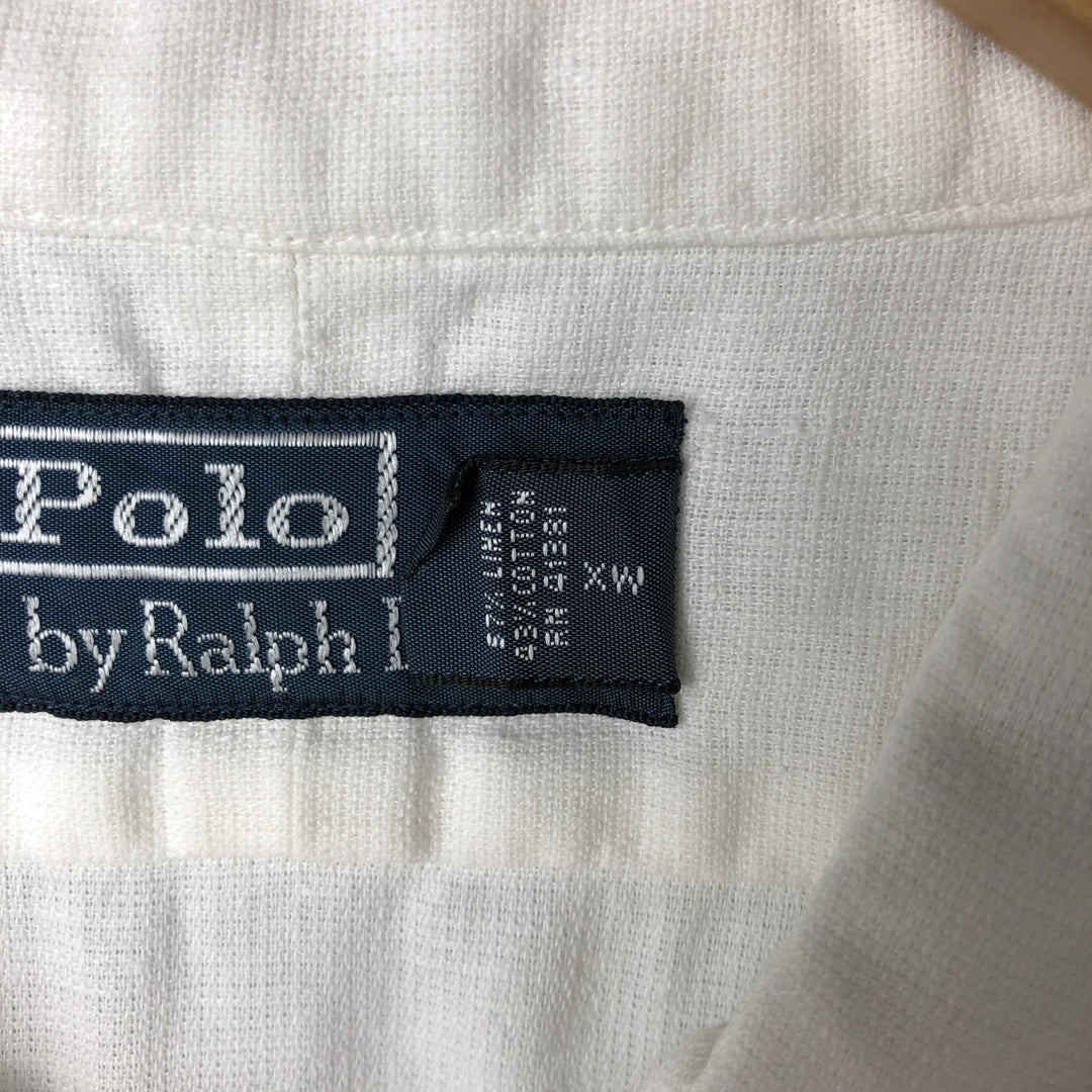 Ralph Lauren POLO by Ralph Lauren short sleeve cotton x linen shirt, men's XXL linen white type Vintage Second Hand
