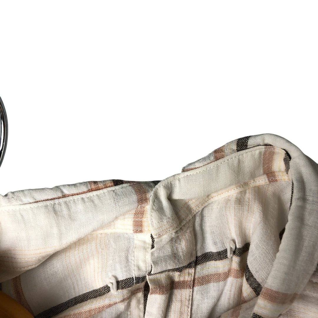 Ralph Lauren CHAPS Check Pattern Short Sleeve Cotton x Linen Button Down Shirt Men's Size L cotton ivory Vintage Second Hand