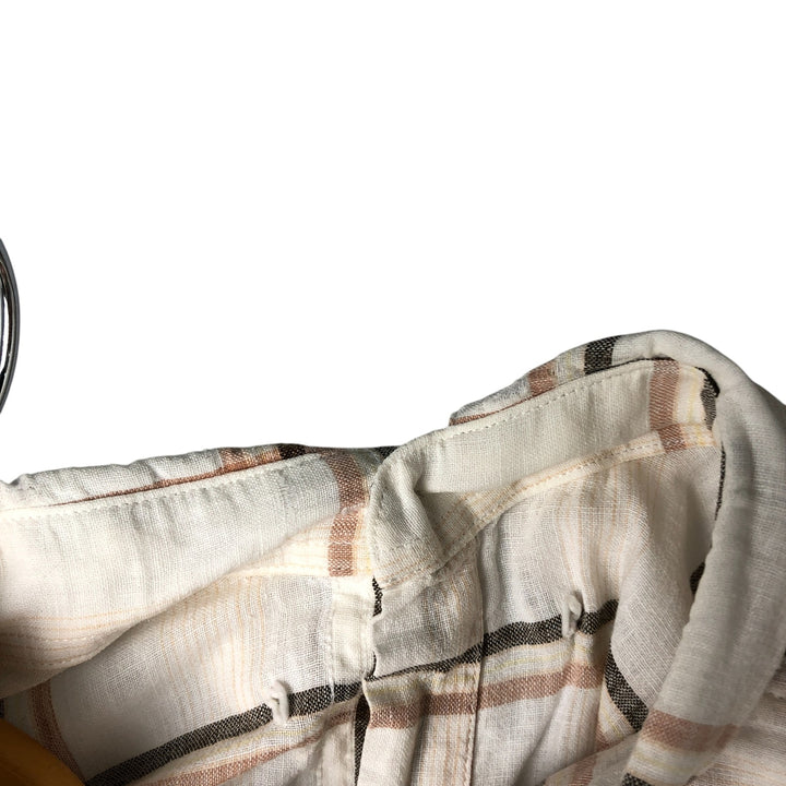 Ralph Lauren CHAPS Check Pattern Short Sleeve Cotton x Linen Button Down Shirt Men's Size L cotton ivory Vintage Second Hand