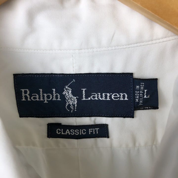Ralph Lauren Classic Fit short sleeve button down shirt, men's size L cotton white type Vintage Second Hand