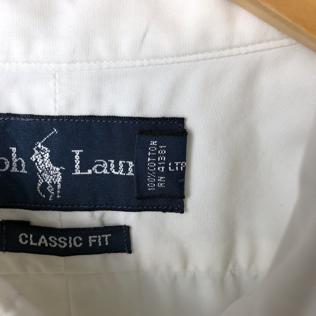 Ralph Lauren Classic Fit short sleeve button down shirt, men's size L cotton white type Vintage Second Hand