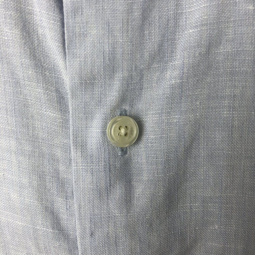 Brooks Brothers 346 short sleeve linen shirt, men's size L linen navy blue type Vintage Second Hand