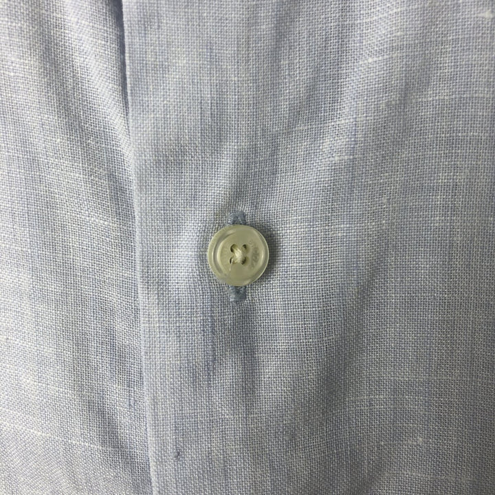Brooks Brothers 346 short sleeve linen shirt, men's size L linen navy blue type Vintage Second Hand