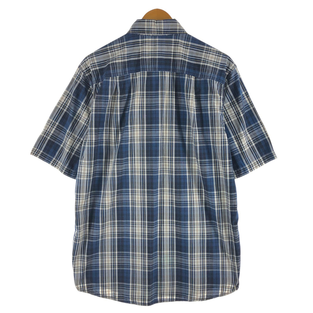 Carhartt RELAXED FIT Check Pattern Short Sleeve Work Shirt, Men's L size cotton navy blue type Vintage Second Hand