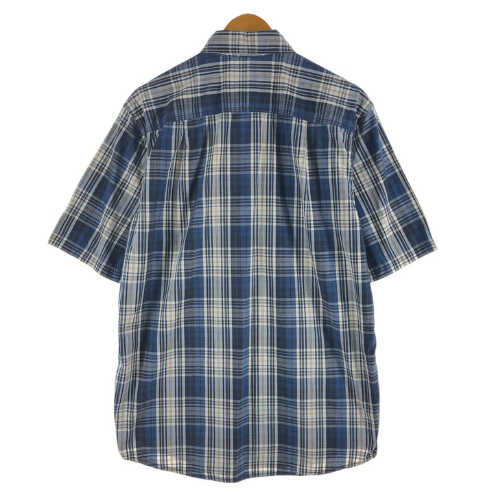 Carhartt RELAXED FIT Check Pattern Short Sleeve Work Shirt, Men's L size cotton navy blue type Vintage Second Hand