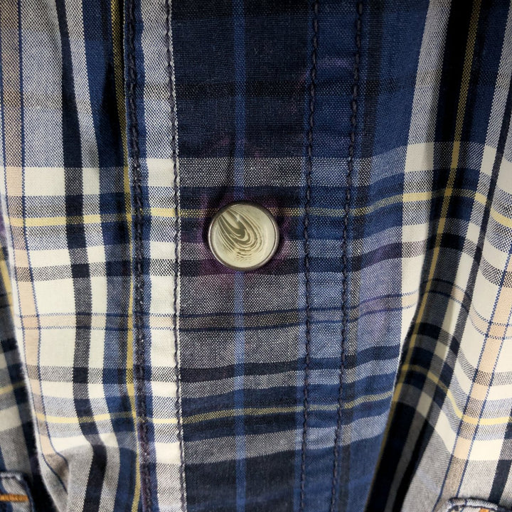 Carhartt RELAXED FIT Check Pattern Short Sleeve Work Shirt, Men's L size cotton navy blue type Vintage Second Hand