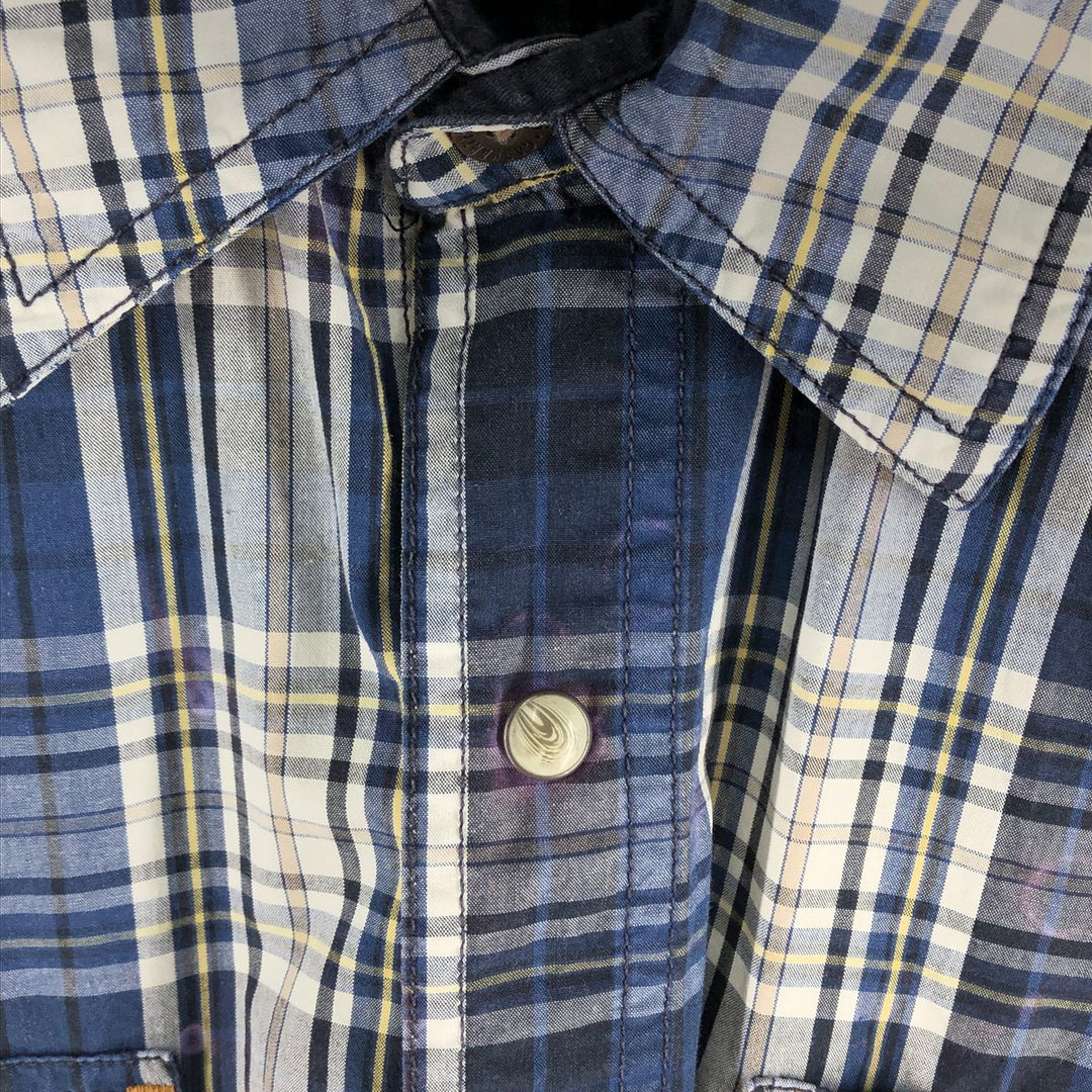 Carhartt RELAXED FIT Check Pattern Short Sleeve Work Shirt, Men's L size cotton navy blue type Vintage Second Hand