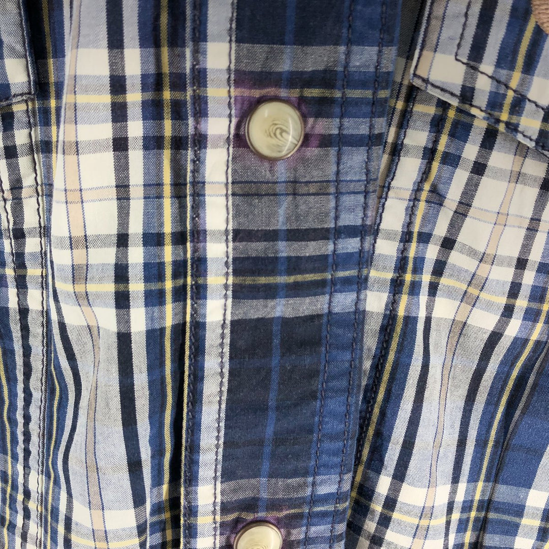 Carhartt RELAXED FIT Check Pattern Short Sleeve Work Shirt, Men's L size cotton navy blue type Vintage Second Hand