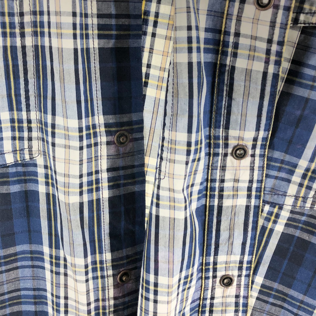 Carhartt RELAXED FIT Check Pattern Short Sleeve Work Shirt, Men's L size cotton navy blue type Vintage Second Hand