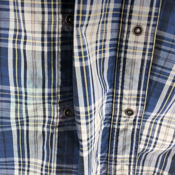 Carhartt RELAXED FIT Check Pattern Short Sleeve Work Shirt, Men's L size cotton navy blue type Vintage Second Hand