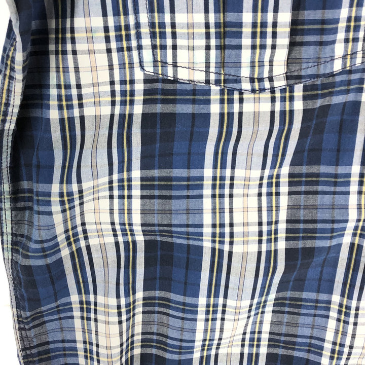 Carhartt RELAXED FIT Check Pattern Short Sleeve Work Shirt, Men's L size cotton navy blue type Vintage Second Hand