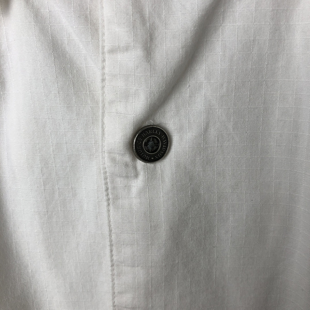 Harley-Davidson Hidden Button-Down Short Sleeve Work Shirt, Men's XL cotton white type Vintage Second Hand
