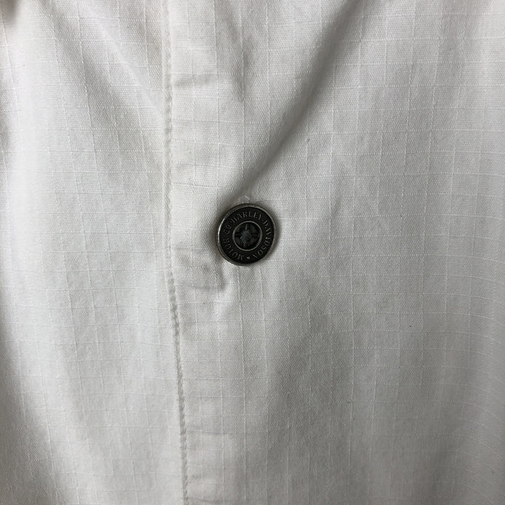 Harley-Davidson Hidden Button-Down Short Sleeve Work Shirt, Men's XL cotton white type Vintage Second Hand