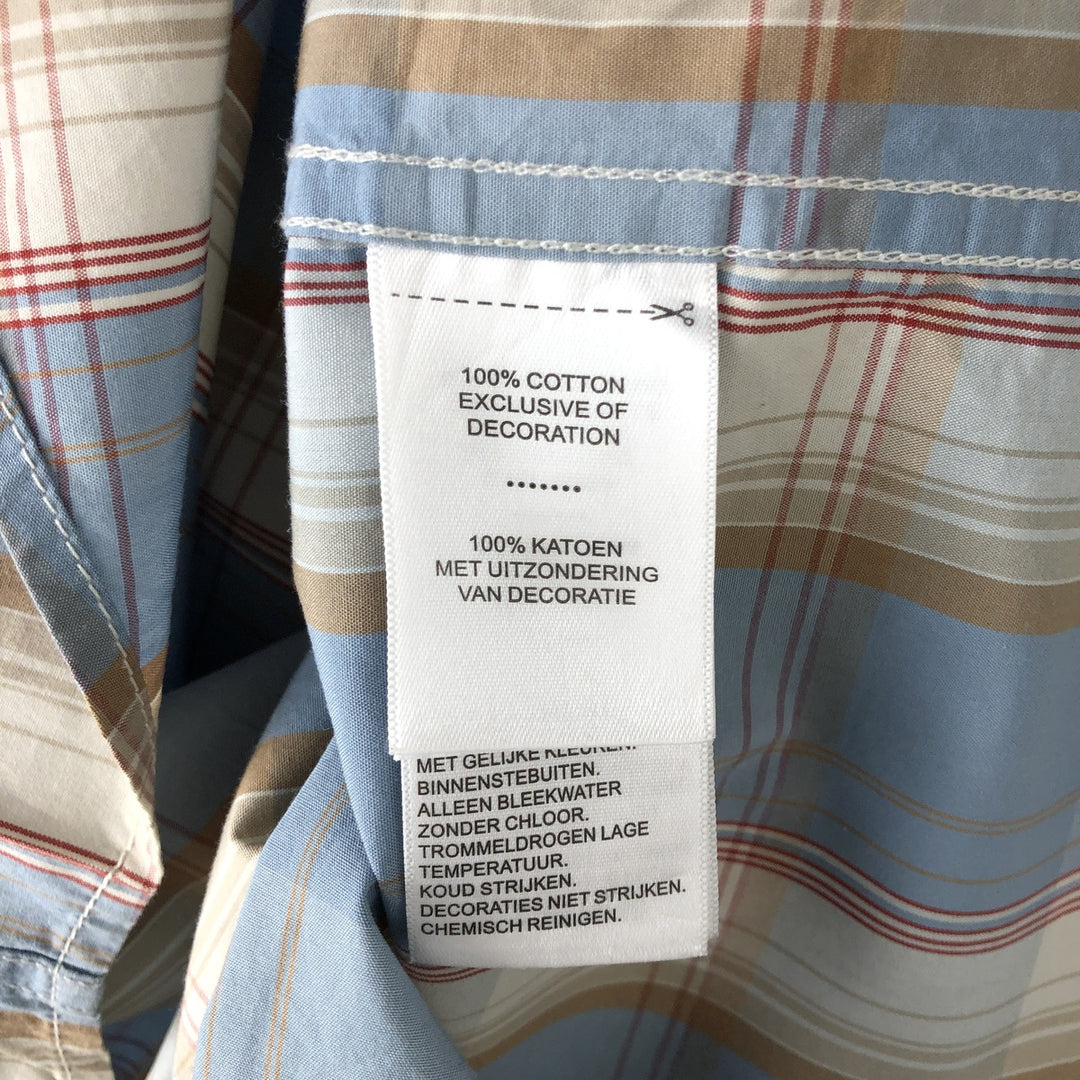 Harley-Davidson Check Pattern Hidden Button Down Short Sleeve Work Shirt Men's XXL cotton blue type Vintage Second Hand