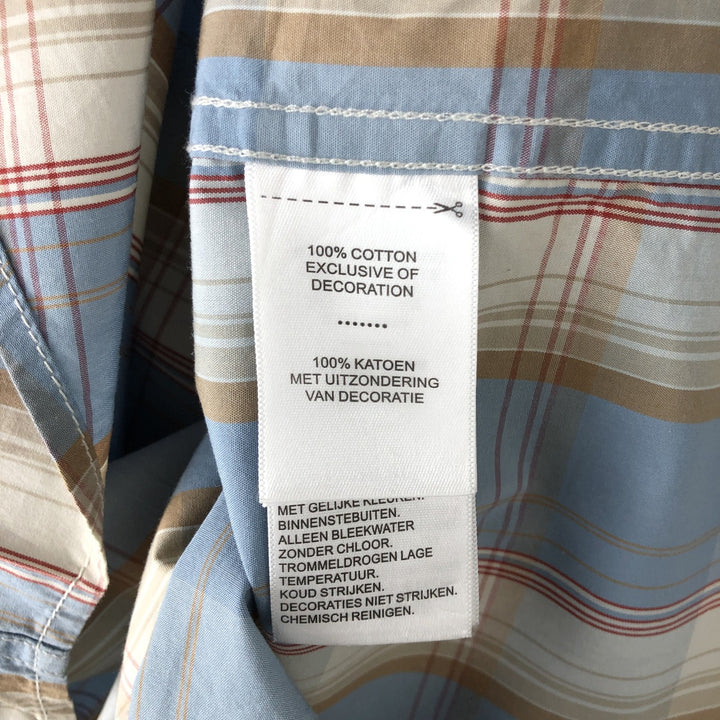 Harley-Davidson Check Pattern Hidden Button Down Short Sleeve Work Shirt Men's XXL cotton blue type Vintage Second Hand