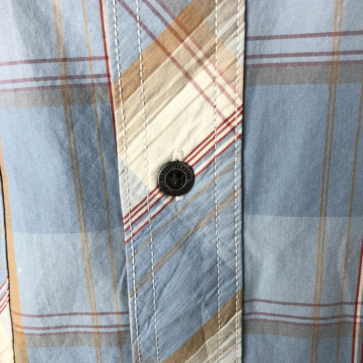 Harley-Davidson Check Pattern Hidden Button Down Short Sleeve Work Shirt Men's XXL cotton blue type Vintage Second Hand