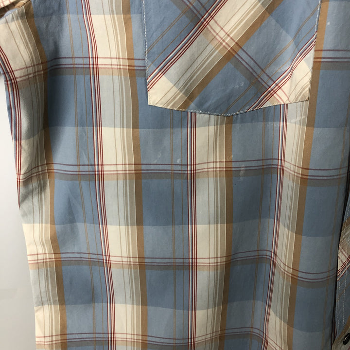 Harley-Davidson Check Pattern Hidden Button Down Short Sleeve Work Shirt Men's XXL cotton blue type Vintage Second Hand