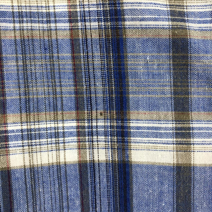 Dickies Check Pattern Open Collar Short Sleeve Work Shirt Box Shirt Men's L size cotton blue type Vintage Second Hand