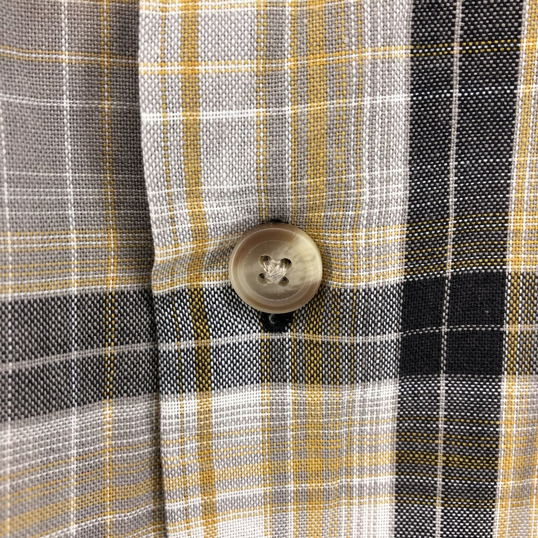 Dickies Check Pattern Open Collar Short Sleeve Work Shirt Box Shirt Men's L size unclear gray type Vintage Second Hand