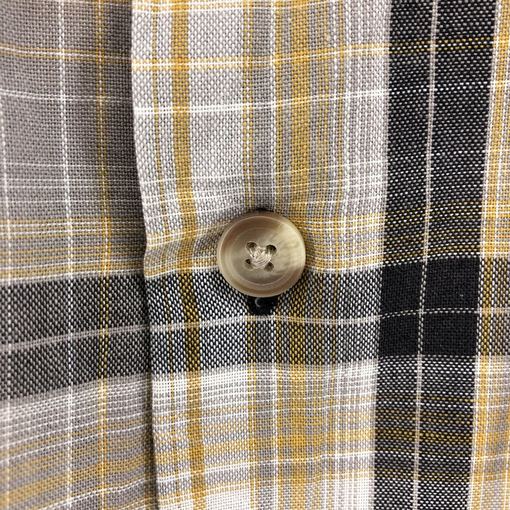 Dickies Check Pattern Open Collar Short Sleeve Work Shirt Box Shirt Men's L size unclear gray type Vintage Second Hand