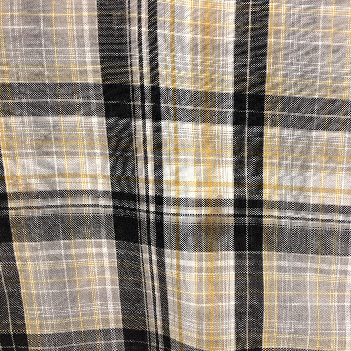 Dickies Check Pattern Open Collar Short Sleeve Work Shirt Box Shirt Men's L size unknown gray type Vintage Second Hand