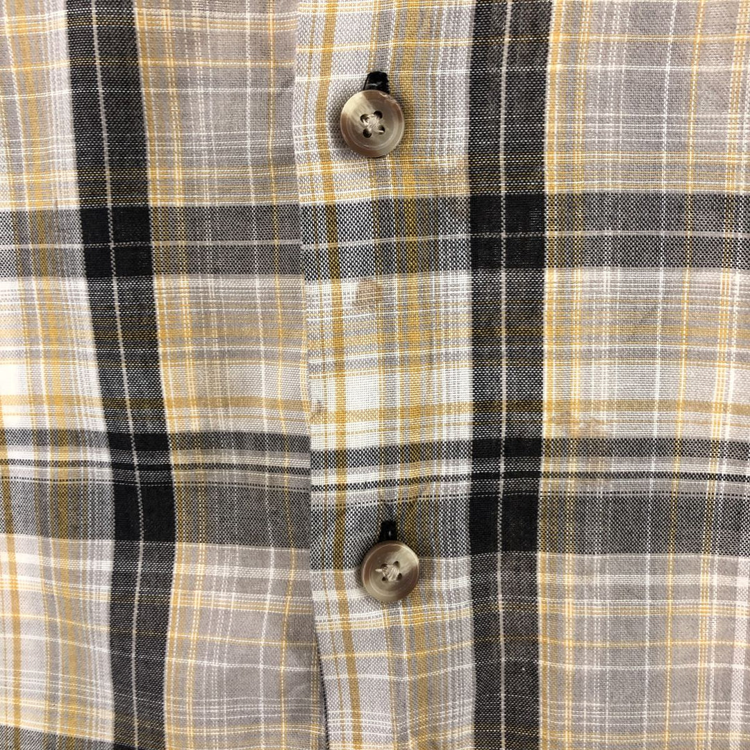 Dickies Check Pattern Open Collar Short Sleeve Work Shirt Box Shirt Men's L size unclear gray type Vintage Second Hand