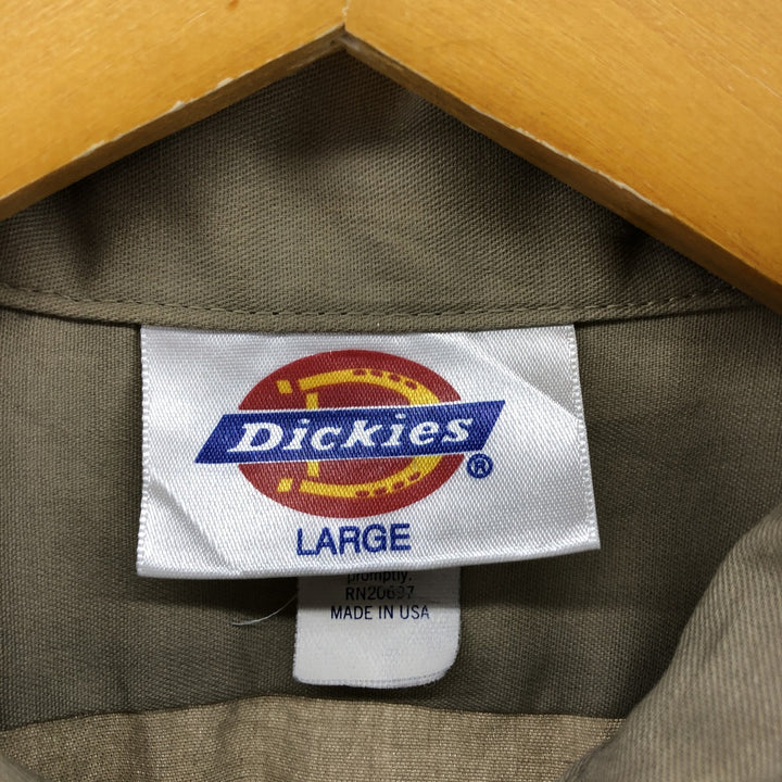 Dickies Short Sleeve Work Shirt Box Shirt Made in USA Men's L size polyester Beige type Vintage Second Hand