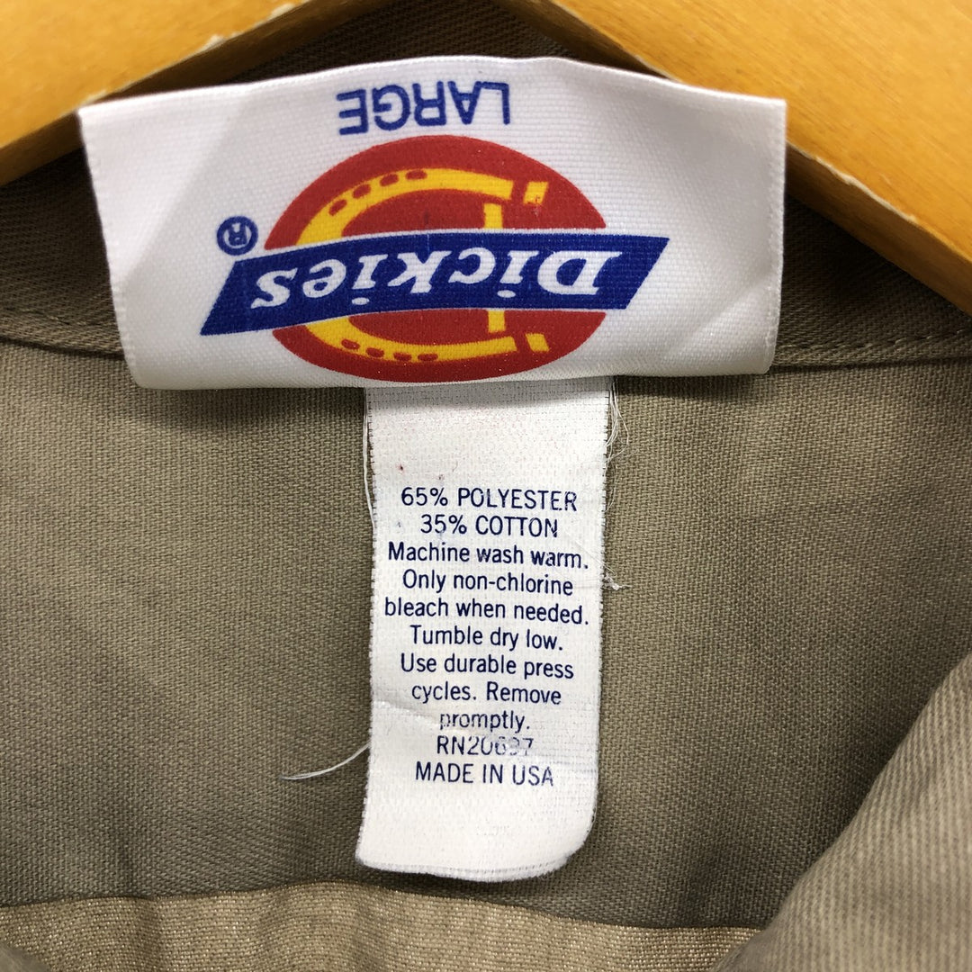 Dickies Short Sleeve Work Shirt Box Shirt Made in USA Men's L size polyester Beige type Vintage Second Hand