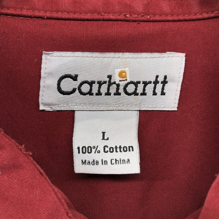 Carhartt short sleeve work shirt, size L for men cotton burgundy type Vintage Second Hand