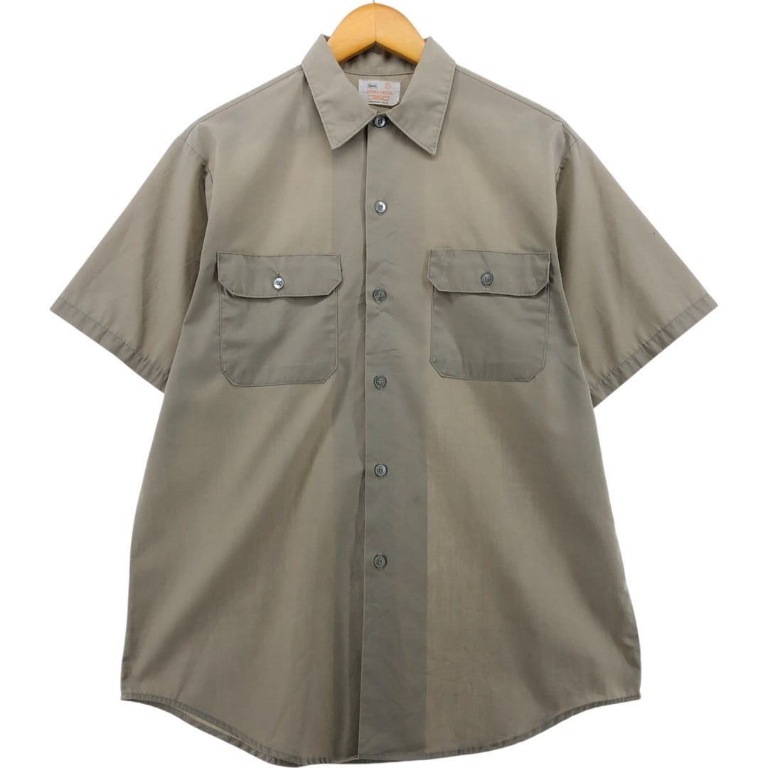 70'S Sears short sleeve work shirt vintage unclear Beige type Vintage Second Hand