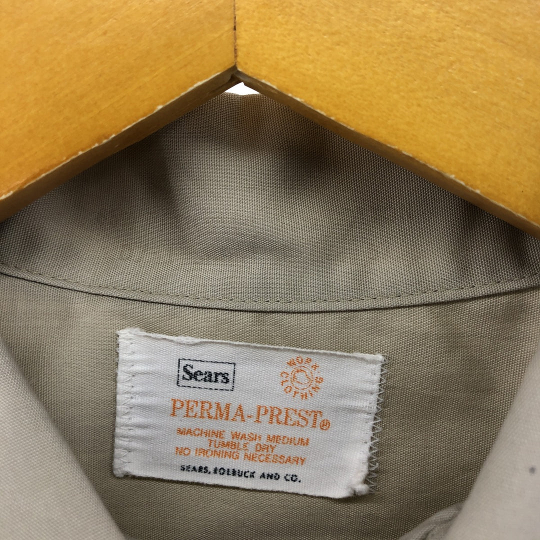 70'S Sears short sleeve work shirt vintage unclear Beige type Vintage Second Hand