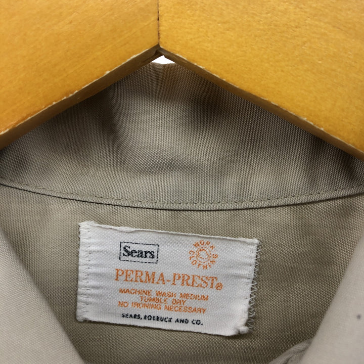 70'S Sears short sleeve work shirt vintage unclear Beige type Vintage Second Hand