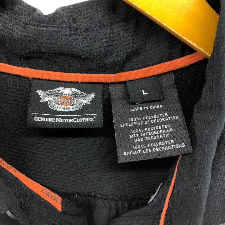 Vintage Harley-Davidson Hidden Button-Down Short Sleeve Work Shirt, Men's Size L polyester black type Vintage Second Hand