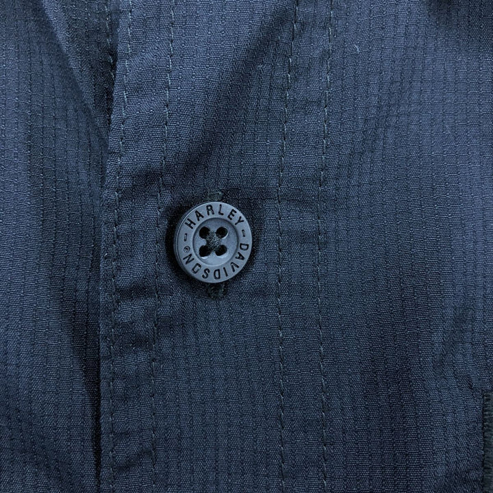 Vintage Harley-Davidson Hidden Button-Down Short Sleeve Work Shirt, Men's Size L polyester black type Vintage Second Hand