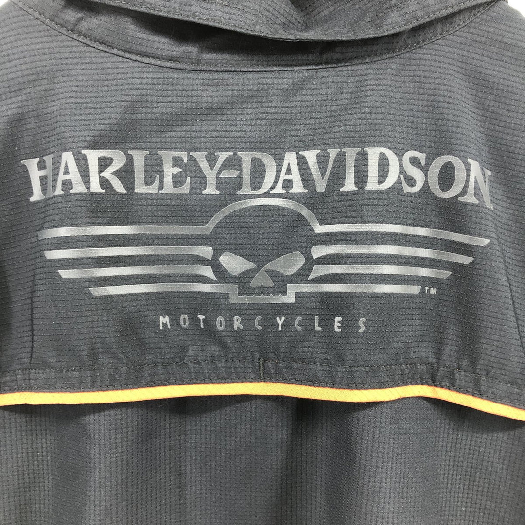 Vintage Harley-Davidson Hidden Button-Down Short Sleeve Work Shirt, Men's Size L polyester black type Vintage Second Hand